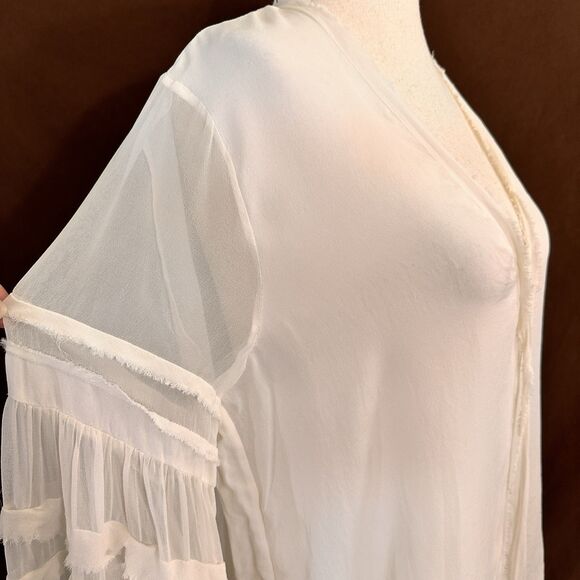 Alexis White Silk Top Sheer Sleeve Ties Size Small Womens Blouse - Picture 4 of 8